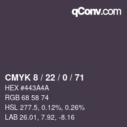 Código de color: CMYK 8 / 22 / 0 / 71 | qconv.com