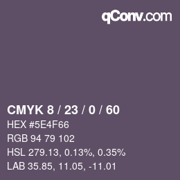 カラーコード: CMYK 8 / 23 / 0 / 60 | qconv.com