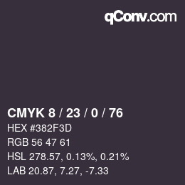 Color code: CMYK 8 / 23 / 0 / 76 | qconv.com