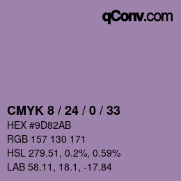カラーコード: CMYK 8 / 24 / 0 / 33 | qconv.com