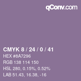 カラーコード: CMYK 8 / 24 / 0 / 41 | qconv.com