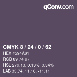 カラーコード: CMYK 8 / 24 / 0 / 62 | qconv.com