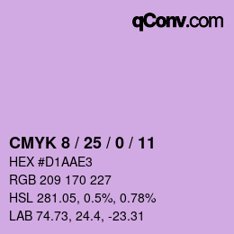 カラーコード: CMYK 8 / 25 / 0 / 11 | qconv.com