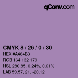 カラーコード: CMYK 8 / 26 / 0 / 30 | qconv.com