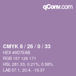 カラーコード: CMYK 8 / 26 / 0 / 33 | qconv.com