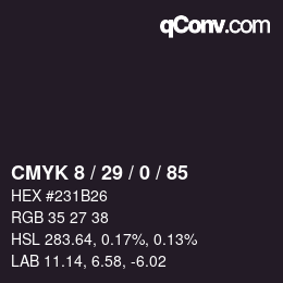 Color code: CMYK 8 / 29 / 0 / 85 | qconv.com