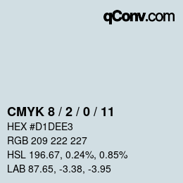 颜色代码: CMYK 8 / 2 / 0 / 11 | qconv.com