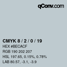 カラーコード: CMYK 8 / 2 / 0 / 19 | qconv.com
