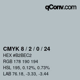 颜色代码: CMYK 8 / 2 / 0 / 24 | qconv.com
