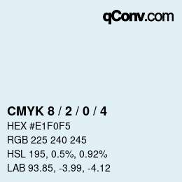 颜色代码: CMYK 8 / 2 / 0 / 4 | qconv.com