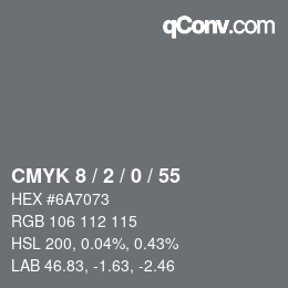 颜色代码: CMYK 8 / 2 / 0 / 55 | qconv.com