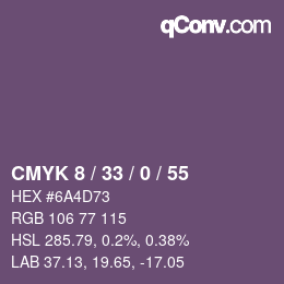 カラーコード: CMYK 8 / 33 / 0 / 55 | qconv.com