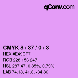 颜色代码: CMYK 8 / 37 / 0 / 3 | qconv.com