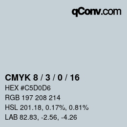 カラーコード: CMYK 8 / 3 / 0 / 16 | qconv.com