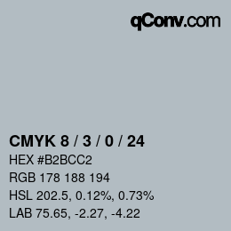 カラーコード: CMYK 8 / 3 / 0 / 24 | qconv.com