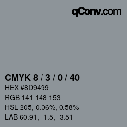 カラーコード: CMYK 8 / 3 / 0 / 40 | qconv.com