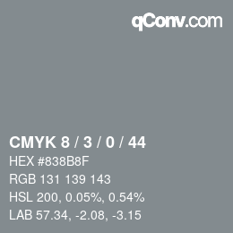 カラーコード: CMYK 8 / 3 / 0 / 44 | qconv.com