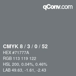 Color code: CMYK 8 / 3 / 0 / 52 | qconv.com