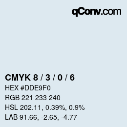 颜色代码: CMYK 8 / 3 / 0 / 6 | qconv.com