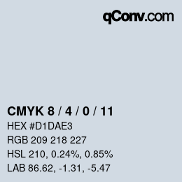 カラーコード: CMYK 8 / 4 / 0 / 11 | qconv.com
