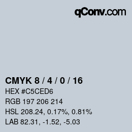 カラーコード: CMYK 8 / 4 / 0 / 16 | qconv.com