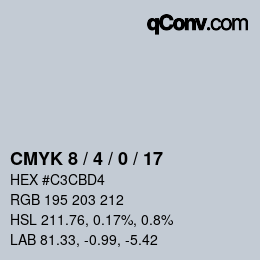 Color code: CMYK 8 / 4 / 0 / 17 | qconv.com