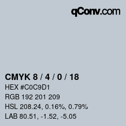 カラーコード: CMYK 8 / 4 / 0 / 18 | qconv.com