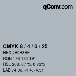 カラーコード: CMYK 8 / 4 / 0 / 25 | qconv.com