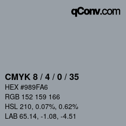 カラーコード: CMYK 8 / 4 / 0 / 35 | qconv.com