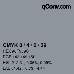カラーコード: CMYK 8 / 4 / 0 / 39 | qconv.com