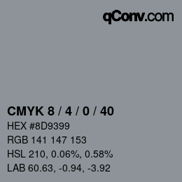 カラーコード: CMYK 8 / 4 / 0 / 40 | qconv.com