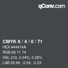 カラーコード: CMYK 8 / 4 / 0 / 71 | qconv.com