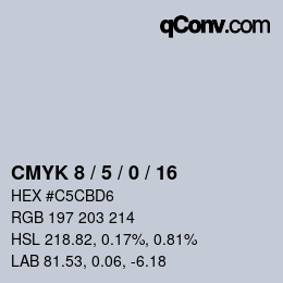 颜色代码: CMYK 8 / 5 / 0 / 16 | qconv.com