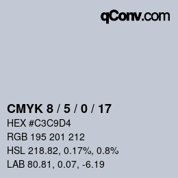 颜色代码: CMYK 8 / 5 / 0 / 17 | qconv.com