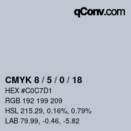 颜色代码: CMYK 8 / 5 / 0 / 18 | qconv.com