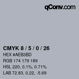 カラーコード: CMYK 8 / 5 / 0 / 26 | qconv.com