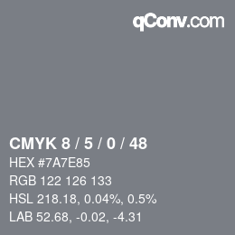 Color code: CMYK 8 / 5 / 0 / 48 | qconv.com