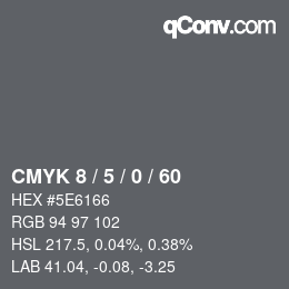 颜色代码: CMYK 8 / 5 / 0 / 60 | qconv.com
