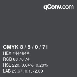カラーコード: CMYK 8 / 5 / 0 / 71 | qconv.com