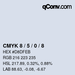カラーコード: CMYK 8 / 5 / 0 / 8 | qconv.com