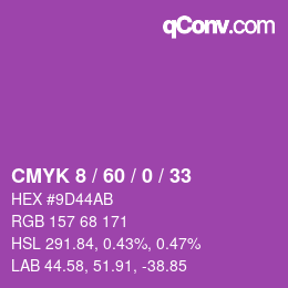 カラーコード: CMYK 8 / 60 / 0 / 33 | qconv.com