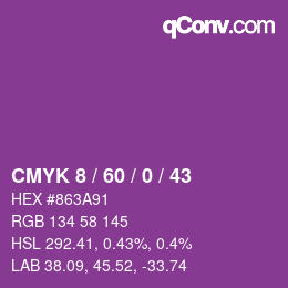 カラーコード: CMYK 8 / 60 / 0 / 43 | qconv.com