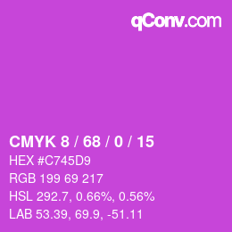 Color code: CMYK 8 / 68 / 0 / 15 | qconv.com
