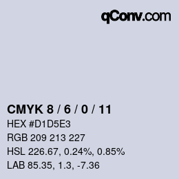 颜色代码: CMYK 8 / 6 / 0 / 11 | qconv.com