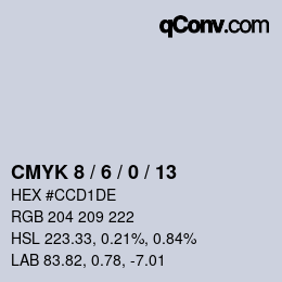 カラーコード: CMYK 8 / 6 / 0 / 13 | qconv.com