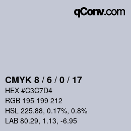 Color code: CMYK 8 / 6 / 0 / 17 | qconv.com