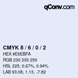 カラーコード: CMYK 8 / 6 / 0 / 2 | qconv.com