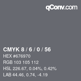 颜色代码: CMYK 8 / 6 / 0 / 56 | qconv.com