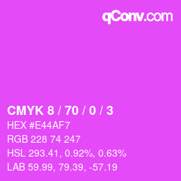カラーコード: CMYK 8 / 70 / 0 / 3 | qconv.com