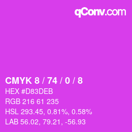 カラーコード: CMYK 8 / 74 / 0 / 8 | qconv.com